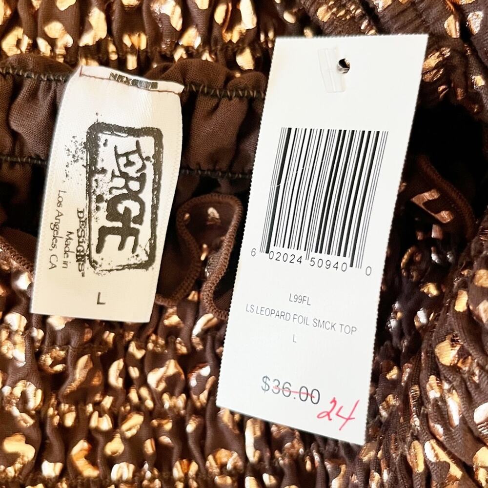 Girls Foil Leopard Top ERGE Designs Smocked NWT L - Picture 7 of 8